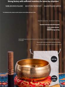 Handcrafted Copper Singing Bowl Set - Authentic Gold Hammered Design With Solid Wood Mallet & Burlap Drawstring Bag