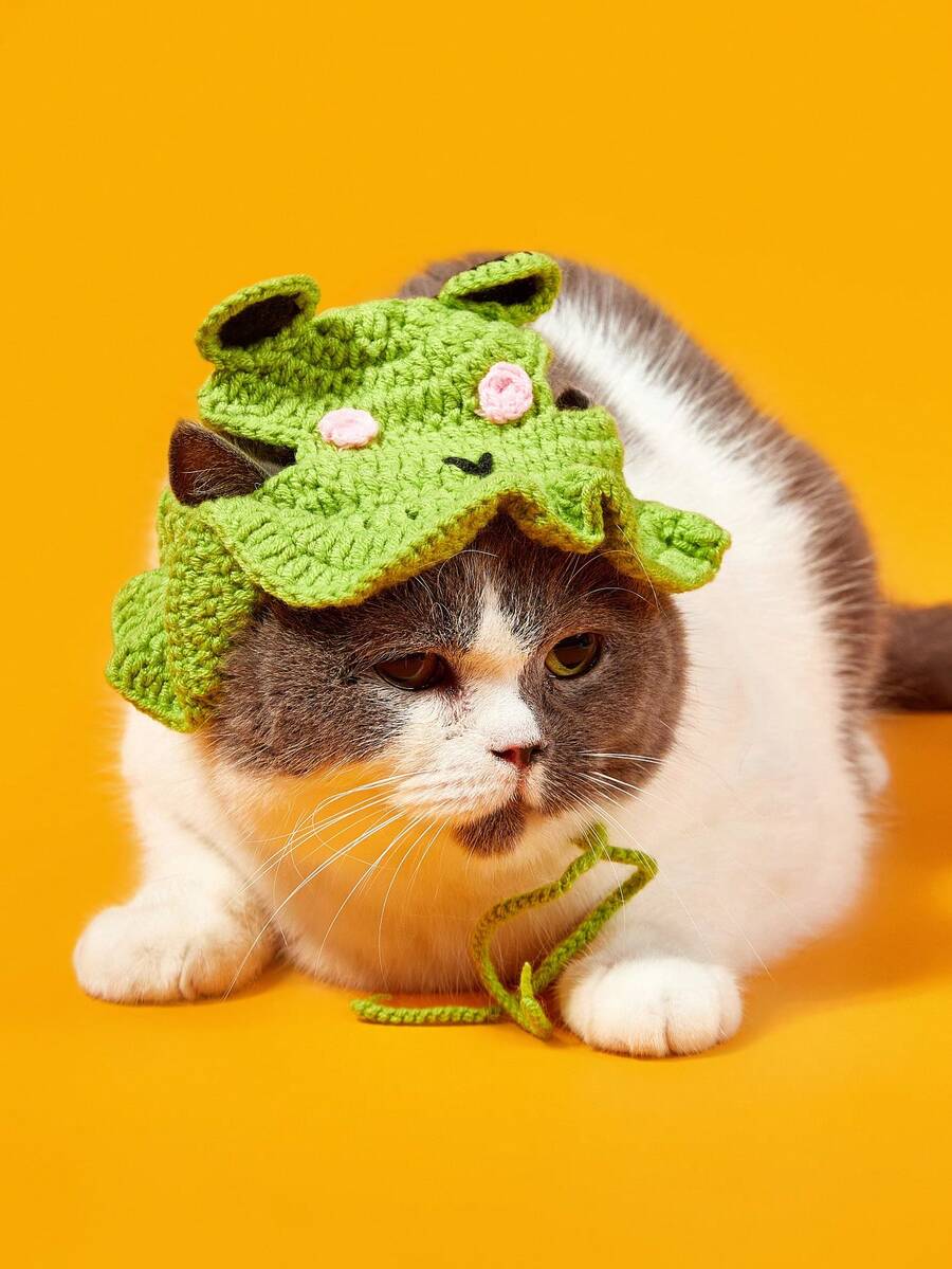 PETSIN 1 pieza Sombrero de mascota con diseño rana tejido - Multicolor - Ver 1