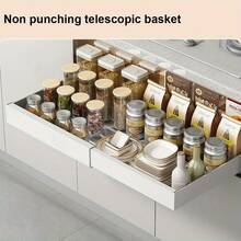 1/2/4 Pcs Expandable Pull Out Cabinet Organizer, Slide Out Drawers For Kitchen Cupboards, 32-52CM Adjustable Width Pull Out Kitchen Storage, 3 Sliding Shelf For Cupboard & Pantry - Multicolor - View 6