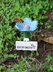 1pc Creative Resin Flower Bee Insect Waterer, Used For Garden Bee Waterer, Mini Garden Decor, Attract And Nourish Bees, Outdoor Garden Decoration