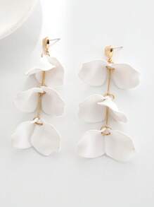 1 Pair Rose Petal Exaggerated Design Long Earrings, Slimming Face For Women, Suitable For Daily & Holiday Wear