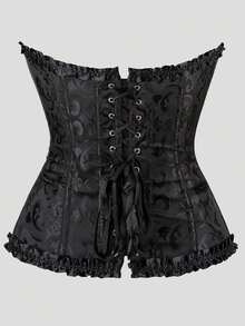 Top de corsé con cremallera en la cintura, estampado jacquard y hombros descubiertos, adecuado para fiestas de Año Nuevo, Día de San Valentín, vacaciones y disfraces de Halloween - Multicolor - Ver 4