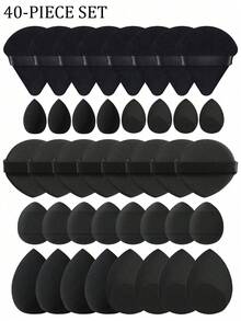 50/40/30/20/10/5件套化妆套装，包含：10个液体美妆蛋+10个迷你液体美妆蛋+10个三角散粉扑（适用于散粉和底妆）+10个气垫粉扑（适用于面部彩妆）+10个迷你气垫粉扑（适用于遮瑕膏和粉底霜）。混合美妆蛋，化妆品，价格实惠，梳妆台，卧室，化妆配件，粉扑，美妆蛋，粉扑，化妆海绵，价格实惠，圣诞礼物，化妆品，化妆工具，便宜好物，礼物，女士礼物，圣诞礼物 - 黑色 - 查看 13