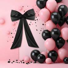 1pc Satin Black, Pink, White, Gold Bow Decor, Suitable For Party Decorations On Dining Table, Wall, Home, Wedding, Graduation, Bachelorette, Birthday Celebration, Gifts For Girls/Women - Multicolor - View 3