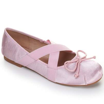 Damskie baleriny z okrągłym noskiem, krzyżującymi się elastycznymi paskami i satynowym wykończeniem – wygodne wsuwane buty do codziennych i eleganckich strojów