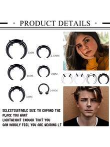 Milacolato 16G-6G Septum Pincher Tapers Rings Acrylic Stainless Steel Internally Threaded Spike Horseshoe Barbells Septum Pincher Nose Ear Cartilage Stretching Kit For Women Men - Nhiều màu - Xem 3
