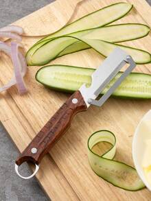 1pc Stainless Steel Vegetable Peeler - Multifunctional Fruit And Potato Shredder, For Dining And Relaxation, Manual Non-Electric Kitchen Tool, For Restaurants - Brown - View 6