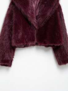 DEEKA Autumn/Winter New Arrivals Thick Faux Fox Fur One Piece Young & Stylish Synthetic Fur Short Coat Outwear - Burgundy - View 6