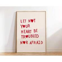 1 pieza Arte de pared minimalista cartel de corazón rojo cita de amor pintura en lienzo palabras de esperanza decoración del hogar con marco opcional