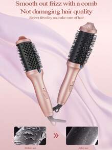 Electric Thermal Brush, Blowout Boost 1.5 Inch Heated Round Brush For Blowout Look, Dual Voltage, Pink, Sakura, Tourmaline Ceramic, Negative Ion Technology, Less Damage