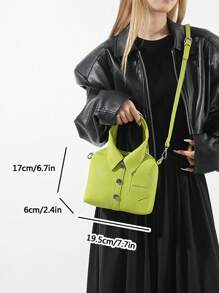 1 pieza, (19,6 cm * 17 cm * 6,1 cm) Bolso de mano de mujer de moda, bolso de hombro, bandolera, bolso de mano, bolso tipo tote, bolso mini de forma asimétrica, material de PU resistente a arañazos y al desgaste, adecuado para compras, citas, fiestas, viajes, correa de hombro ajustable, elegante bolso de mujer casual