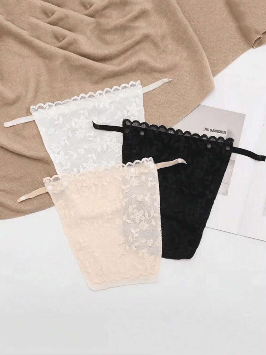 1pc Women's Summer Lace Padded Bra Inserts Anti-Exposure Bra Anti-Slip Chest Patch Ice Silk Cool Double-Layer ,Removable & Washable Push Up Bra Pads Made Of Woven Polyester,Anti-Leakage Chest Shield Pads, Women's Lingerie & Underwear Accessories,Anti-Slip Chest Strap Anti-Exposure Lace Seamless False Collar Bra Wrap Vest Low Tie Shame Plate To Cover Cleavage, Shame Plate, Low Tie Lace Panel