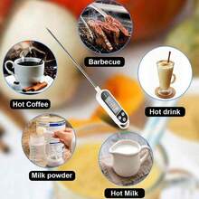 1 Pc Stainless Steel Ultra Fast Digital Instant Read Meat Thermometer With Super Long Probe For Kitchen BBQ Smoker Oven Oil Milk Yogurt Temperature And Outside, BBQ, Turkey, Candy, Liquids, Beef