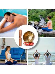 Singende Schale Set - 3 Zoll handgefertigte Meditationsschale für Yoga, Klangtherapie, Chakra-Ausgleich und Achtsamkeitspraxis - enthält Klöppel, ohne Etui oder Tasche - (Unterlegscheiben-Farben und Holzstäbe werden zufällig versendet)