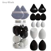 Set de 14 piezas de esponjas de maquillaje - Mini esponjas triangulares con flocado para polvos, esponja de maquillaje air cushion (empaquetado en frasco)