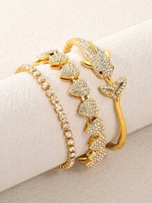 3pcs Dolphin Bracelets For Jewelry Women, Paired With Love Bracelet, Specially Designed For Women, Suitable For Beaches