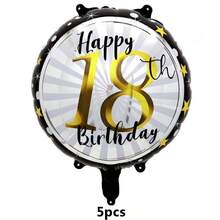 5pcs Black & Gold Foil Balloons - 18 Inches Round Digit, Suitable For 21st, 30th, 40th, 50th, 60th Birthday Celebration - Perfect For Party Decoration, Anniversary, Birthday Party - Multicolor - View 20