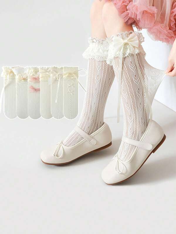 1 Paar sommerliche atmungsaktive milchweiße Socken im Lolita-Prinzessin-Stil
