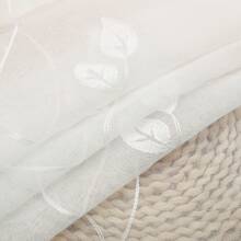2 Pieces White Sheer Curtains, Luxury Light-Filtering Privacy Protection, Plant Leaves Embroidered Voile, Lightweight And Easy Care, Multi-Size, Top Rings Design For Indoor Outdoor Use - Wedding, Party, Hotel, Farmhouse, Gym, School Chapel, Etc.