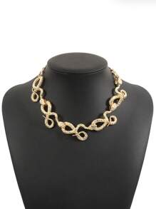 ZAA New Fashion Twiste Snake Choker Necklace Earrings For Women Golden Alloy Statement Jewelry Birthday Banquet Accessories