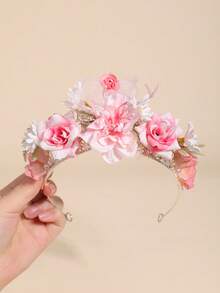 1 件自然风格手工蝴蝶花冠，欧洲巴洛克风格奢华拍摄花朵头带，角色扮演发饰，发饰，夏季，花冠，头饰，服装皇冠 - 彩色 - 查看 14