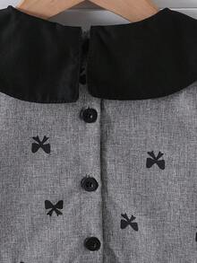 女童幼儿时尚可爱领口无袖蝴蝶结花卉印花连体裤