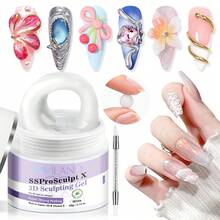 SAVILAND 3D Sculpting Gel For Nail Art: 60 G Super Strong Solid Gel Builder 3D Gel Nail Art Clear Solid Sculpting Gels Non Sticky To Hands Extension Salon - 白色 - 查看 2