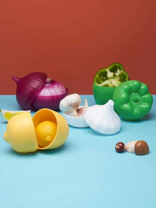 Joivida 1pc/2pcs/5pcs/6pcs Reusable Vegetable/Fruit Keeper Box, Lemon/Onion/Garlic/Bell Pepper/Apple/Tomato Storage Container, New Year, Christmas Party, Rama Kitchen Essentials, Party Use, Family Dining, Kitchen Supplies