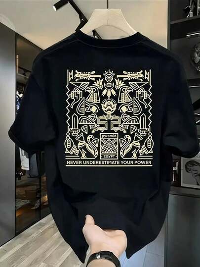 200グラムコットンTシャツ2025年メンズ新作半袖コットンバケーション柄半袖クルーネックペアルック