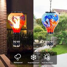 Starsoul Hot Balloon Solar Lantern With Flower Projection Metal Outdoor Waterproof Hot Balloon Solar Lights Hanging Lantern For Garden Yard Patio Decor - 紮染-B-2 包 - 查看 3