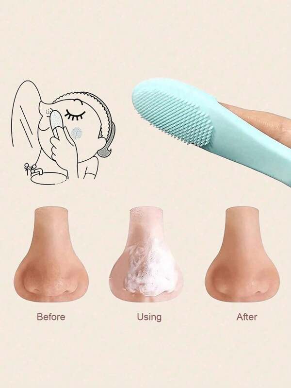 1pc Silicone Nose Brush, Facial Pore Cleaner, Portable Blackhead Massage Brush, Beauty Cleaning Tool Face Clean,Facial Brush,Bag,Organizer,Storage