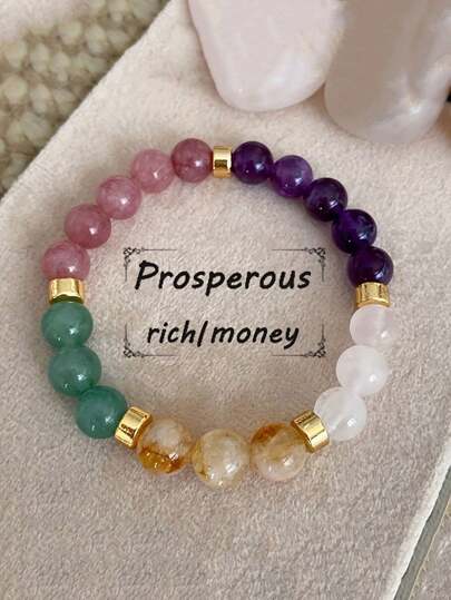 Good Luck Bracelets For Women Natural Stone Tiger Eyes Amethyst Beaded Bracelet Cute Elegant Jewelry Gifts For Mom Or Friends