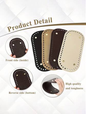 5个波西米亚风手工钩编包底，带孔，DIY包包配件 - 颜色随机，椭圆形，适合DIY单肩包、手提包和手工艺品，钱包形状，手工制作