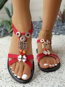 New Summer Bohemian Style Ladies Flat Sandals, Fashion, Casual, Comfortable, Elegant, Chic