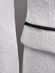 Mens 3 Piece Floral Tuxedo, Jacquard Slim Suit Set, Paisley Blazer Vest And Pants For Prom Wedding - 白色 - 查看 8