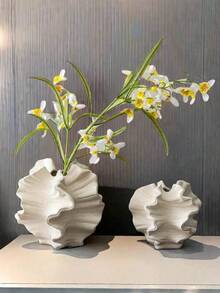 1 Stück weiße blumenförmige Pampasvase, minimalistischer skandinavisch-bohemischer Stil, geeignet für moderne Landhausdekoration, Wohnzimmer, Küche, Kaminsims, Schlafzimmer, Esszimmertisch, Büro Heimdekoration Raumdekoration Blumenvase Glasvase