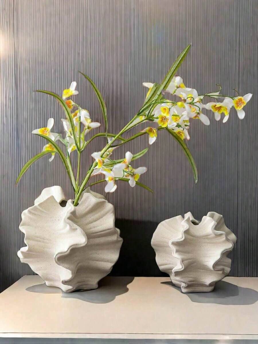 1 Stück weiße blumenförmige Pampasvase, minimalistischer skandinavisch-bohemischer Stil, geeignet für moderne Landhausdekoration, Wohnzimmer, Küche, Kaminsims, Schlafzimmer, Esszimmertisch, Büro Heimdekoration Raumdekoration Blumenvase Glasvase