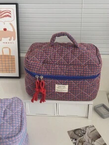 1 件/套 拼色格子印花绗缝旅行化妆包 化妆包 带拉链开合的手拿包 适用于化妆品、护肤品、刷子、口红、护手霜、手机、珠宝、硬币、小物品 多功能收纳包 钱包化妆包套装 化妆包 化妆包 化妆盒 洗漱包 护肤包 送给朋友的礼物 情人节礼物 伴娘礼物 教师礼物 妈妈礼物 返校礼物 旅行必需品 邮轮必需品 宿舍必需品 - 紅色 - 查看 4