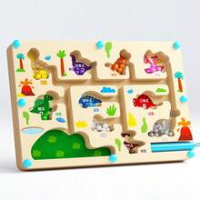 Wooden Kids' Number & Color Sorting Maze Toy - Early Learning Puzzle For Ages 3-6, Enhances Logic & Fine Motor Skills - Multicolor - View 6