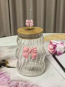 Butterfly Princess Series Glass Straw Cup - Capacity: 500ML / 16.91OZ, Coffee/Milk Tea Straw Cup, Perfect Gift Choice For Holidays And Birthdays! - Clear - View 11