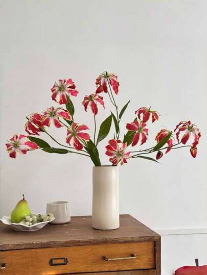 1 peça de 32 pol. Real Touch Flame Lily - Flores artificiais ultra-altas para decoração de teto alto, centro de mesa de jantar de luxo, arranjo floral que não desbota, adereço para cenário fotográfico