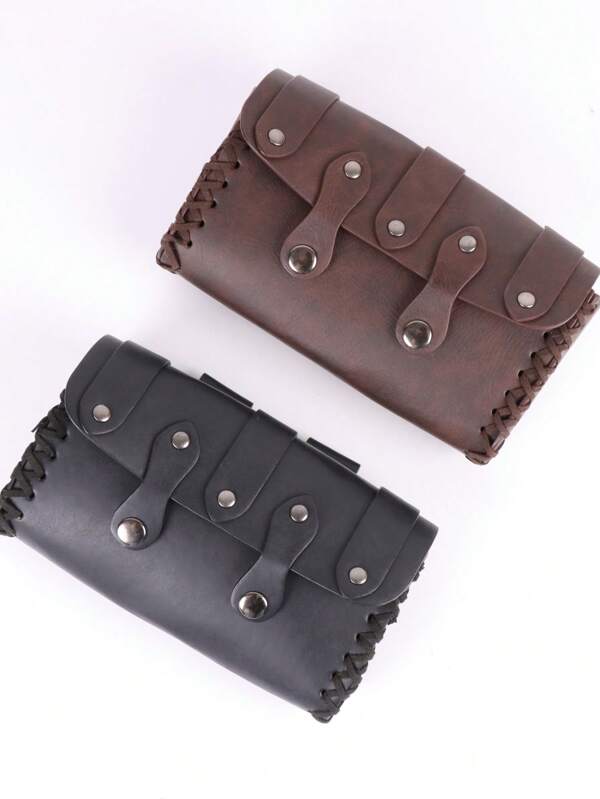 1 Stück mittelalterliche PU Leder handgefertigte Gürteltasche, vintage Hüfttasche für Renaissance, Viking Faire, LARP Cosplay Requisit (ohne Gürtel)