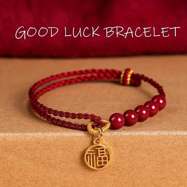 Good Luck Braided Red Cord Bracelet With Blessing Charm Beads - Handmade Adjustable Jewelry For Women, Men, Couples, Family And Friends - Symbol Of Positivity And Spirituality, Spiritual Jewelry | Positivity Bracelet | Braided Red Cord, Bracelet Charms