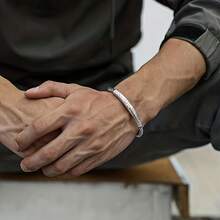 Traditional Chinese Style, Classic And Fashionable Amulet Jewelry, Lotus Bracelet - 銀色 - 查看 5