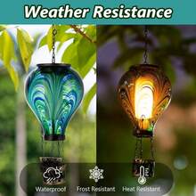 Starsoul Hot Balloon Solar Lantern With Flower Projection Metal Outdoor Waterproof Hot Balloon Solar Lights Hanging Lantern For Garden Yard Patio Decor - 紮染-D - 查看 2