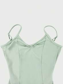 balletto Art Student's Gymnastics Suit For Women With Adjustable Straps, High-Waisted Dance Training Outfit, Adult Front And Back V-Neck With Large Backless Leard. - 薄荷綠 - 查看 5