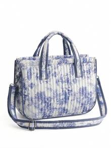 1pc Floral Quilted Mommy Bag, Handbag Shoulder Bag Tote Bag For Travel And Outdoor, Suitable For Mother & Baby