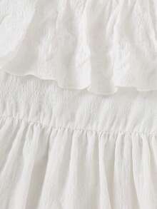 Girls' White Mid-Length Elegant Fashion Versatile Sleeveless Dress, Suitable For Daily, Party And Vacation Wear, Summer - White - View 8