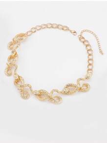 ZAA New Fashion Twiste Snake Choker Necklace Earrings For Women Golden Alloy Statement Jewelry Birthday Banquet Accessories