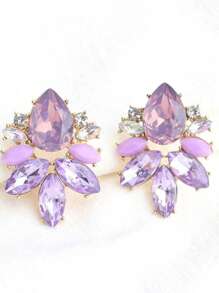 1 par de aretes con diseño de lágrima de color púrpura, adecuados para uso diario